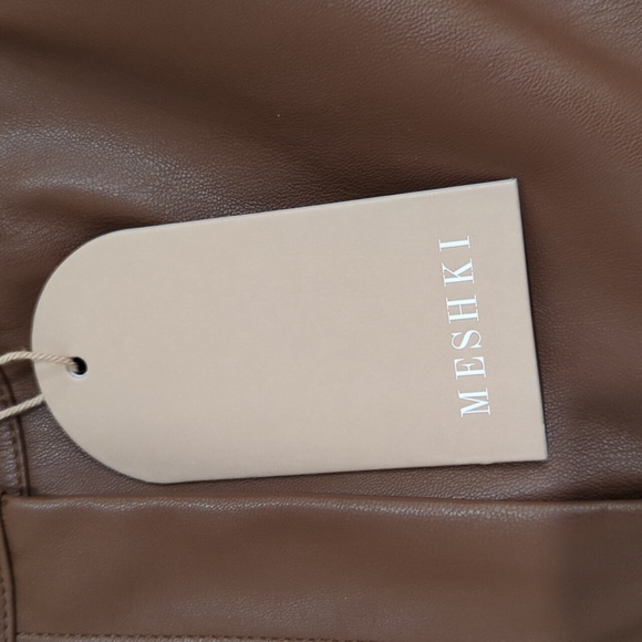 Straight Leg Faux Leather Pants - Chocolate - Picture 3 of 6